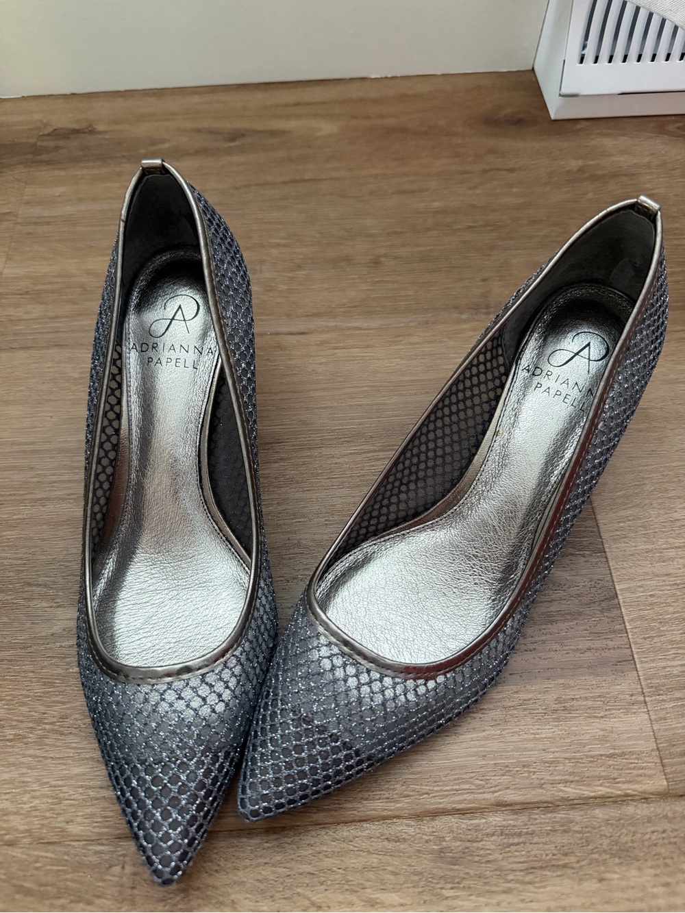 Adrianna Papell Metallic Silver Pointed Toe Pumps